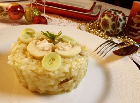 Risoto de Alho Poró e Cogumelos Frescos