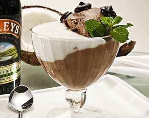 Mousse de Chocolate com Licor Irlandês e Creme de Coco