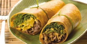 Wrap de Carne Seca com Purê de Abóbora