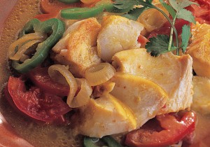 Bacalhau com Curry e Legumes