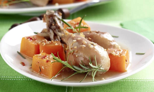 Coxa de Frango Assada com Abóbora
