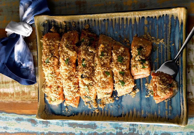 Peixe com Crosta de Pão Integral e Castanha