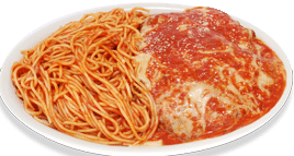 Frango à Parmegiana com Espaguete