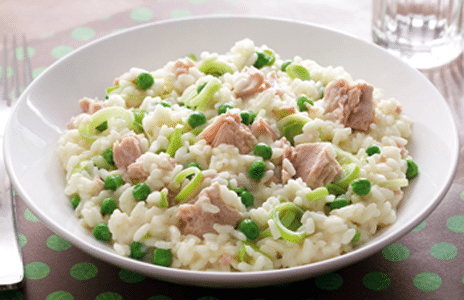 Risoto de Alho-Poró, Atum e Ervilha