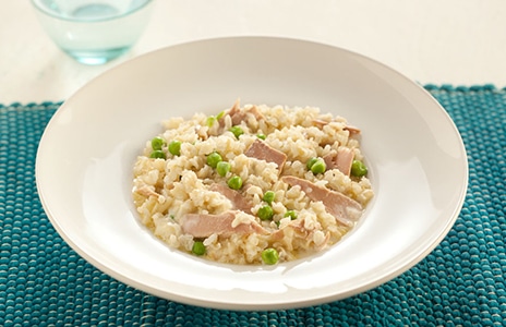 Risoto de Arroz Integral, Ervilha e Filé de Atum