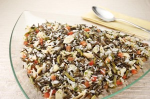 risoto de arroz selvagem com bacalhau