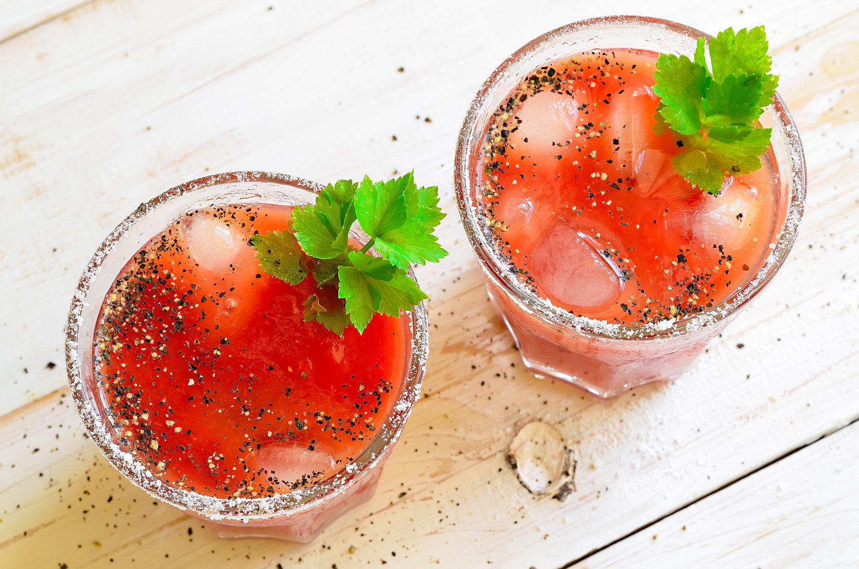 Tomato juice with salt, pepper and selery
