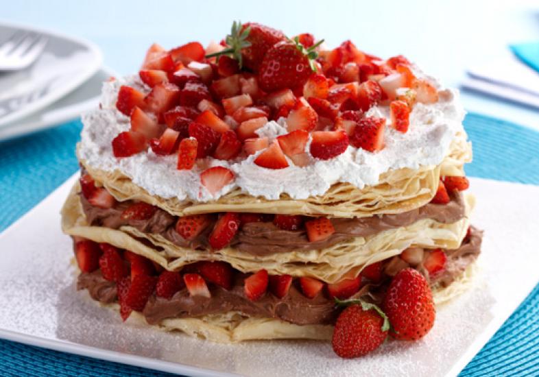 Folhado de Chocolate e Morango