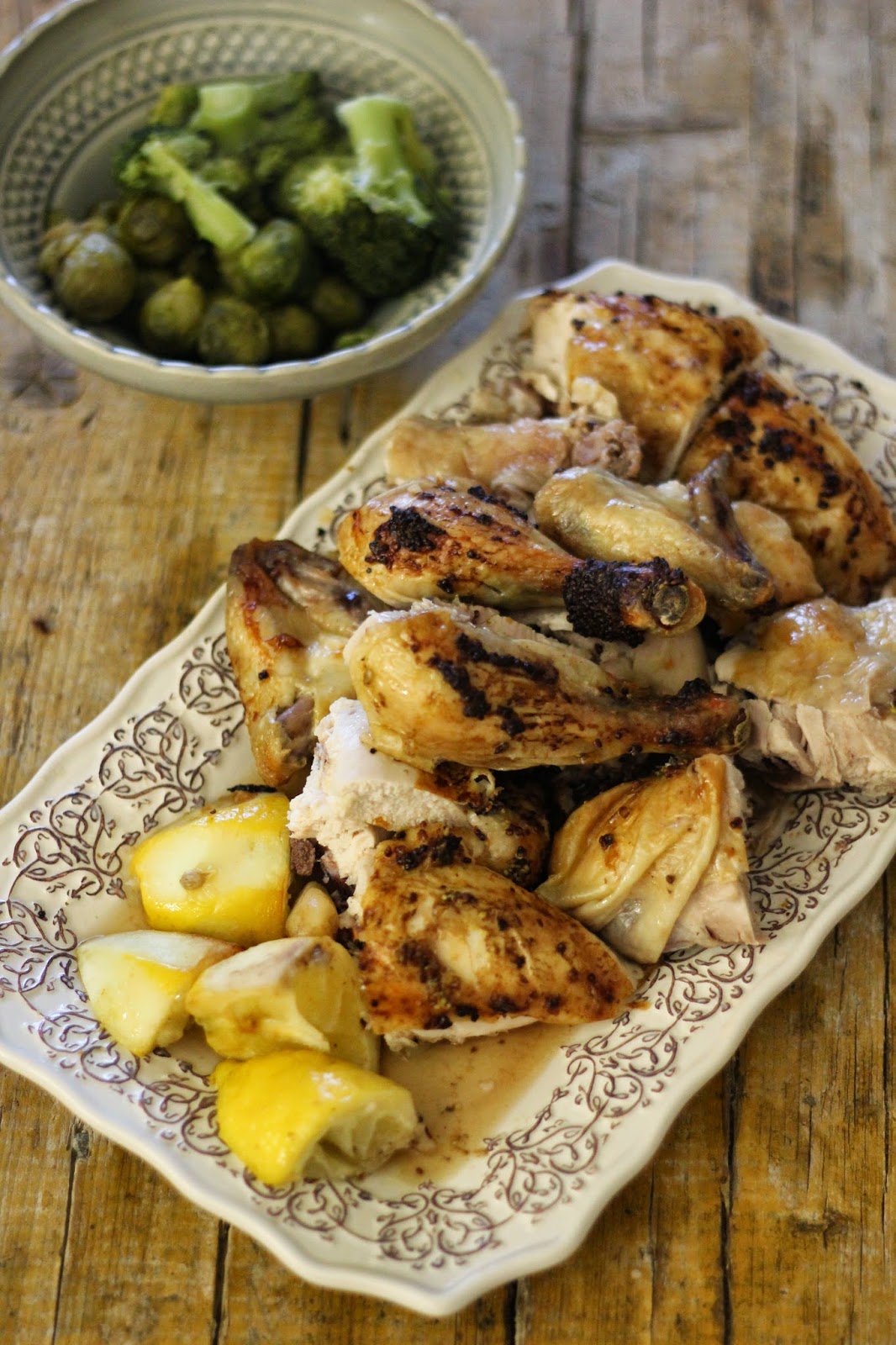 Frango Assado com Mostarda, Limão e Alho