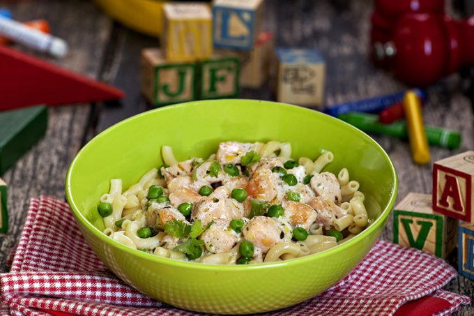 Macarrão Alfredo com Salmão