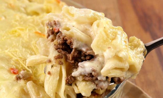 Macarrão Gratinado com Carne Moída