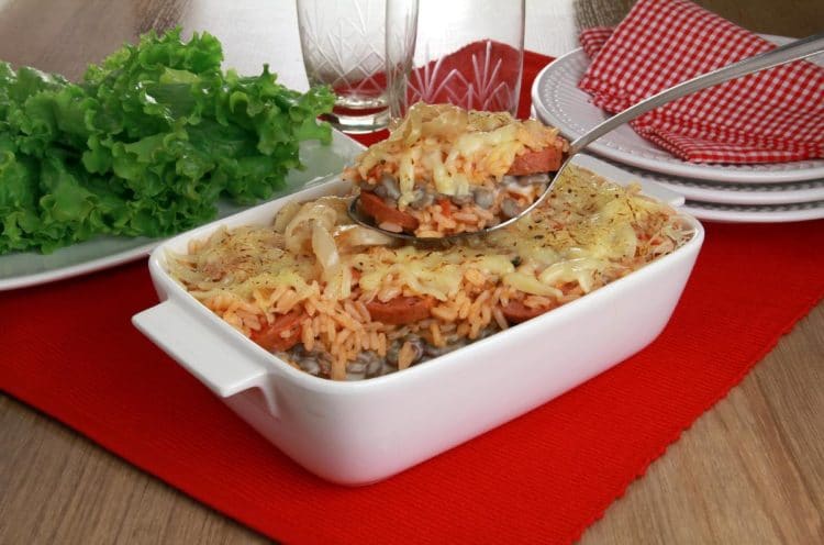 Arroz de Forno com Lentilha e Linguiça