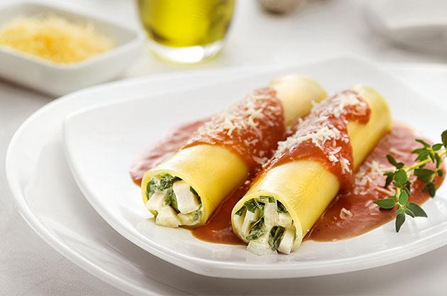 Canelone de Palmito e Espinafre