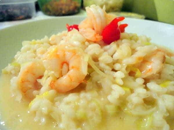 Risoto de Camarão e Alho-Poró