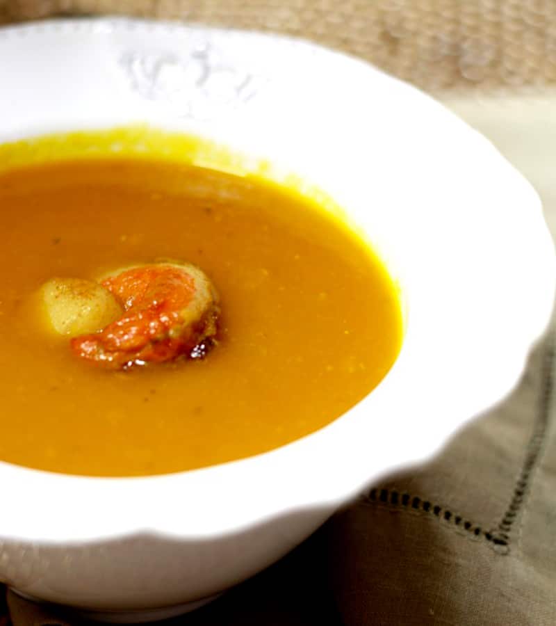 Sopa de Abóbora com Vieiras