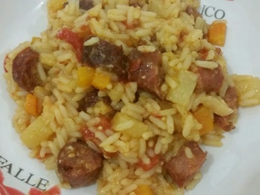 Arroz com Linguiça Apimentada na Panela de Pressão