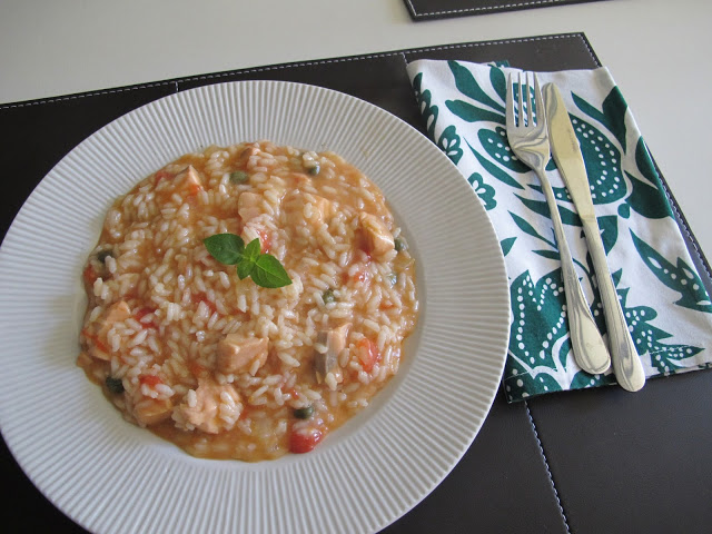 Risoto de Salmão com Alcaparras