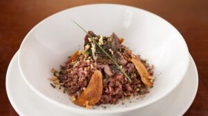 Risoto de Arroz Vermelho com Gorgonzola e Shiitake 